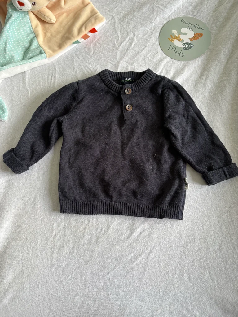 Pull en maille KIABI Éco-conception Anthracite - 3 Mois